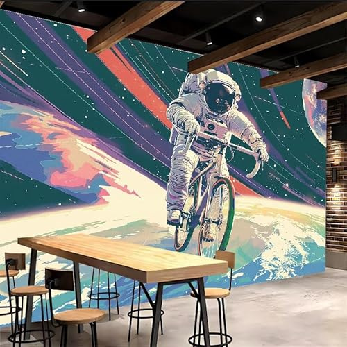 Sfondo Murale Xxl 300x210cm Fantasia Di Astronauti carta da parati tessuto non tessuto Universo Galassia Decorazione 3D su tela pittorica, senza interruzioni, per la parete principale della casa