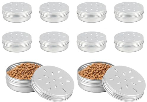 Maoggha 10 stycken luktbehållare för hundar med ventilationsdesign, hunddoft-träningslåda, aluminiumburkar för hunddoft med ventilation, luktburkar hundar, för nosarbete, rumsdofter, hållbara