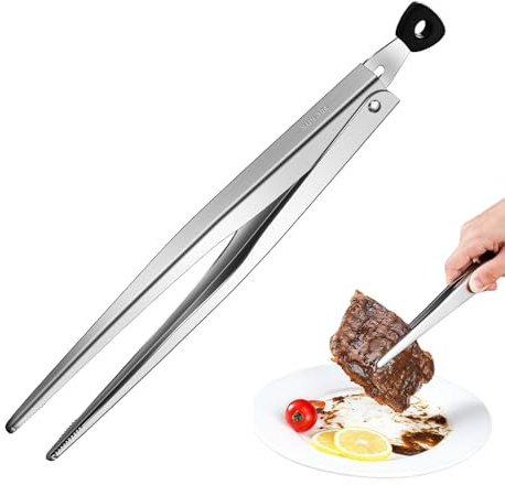 LuminaVerde Pinces de Cuisine en Acier Inoxydable 304, Pinces à Griller, Prise Antidérapante avec Mécanisme de Verrouillage, 30cm 134g, sans Danger pour l'Alimentation