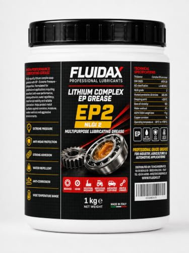 FLUIDAX 1 kg litiumfett EP2/NLGI2 - professionellt smörjfett med högt tryck, vattentåligt och slitstarkt, för lager, kugghjul, industri- och jordbruksmaskiner