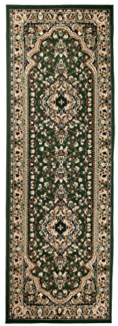 Carpeto Orientteppich Läufer Teppich Grün 100 x 250 cm Medaillon Muster Kurzflor Verona Kollektion