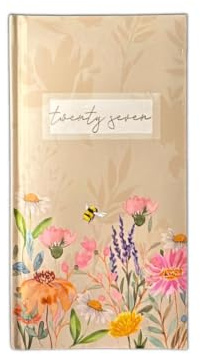 PaulStore 2027 Slim Diary - Week to View Executive Planner, Vintage Floral Design, Pocket-Sized Weekly Agenda (Floral Beige)