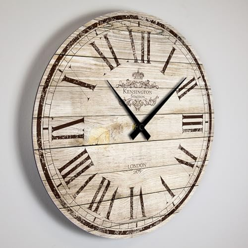 Giallobus - Orologio Linea Basic - Orologio della stazione - Legno Mdf - Basic 30x30 - Meccanismo silenzioso - Pronto da appendere - Orologi moderni