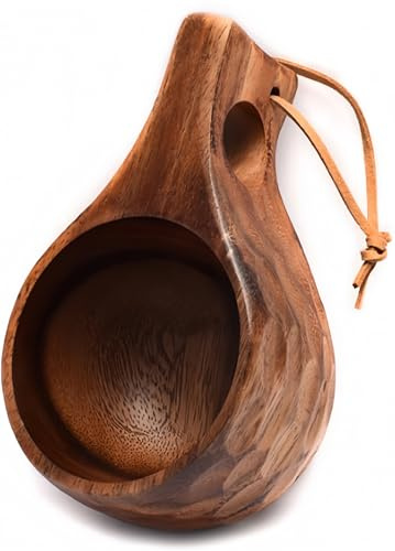 JINYOMFLY Holztasse Holztassen 200ml, Kuksa Holztasse Kaffeetasse aus Holz, Natürlicher Holzbecher Kuksa Tassen Holz Tragbar für Wandern, Camping oder als Geschenk