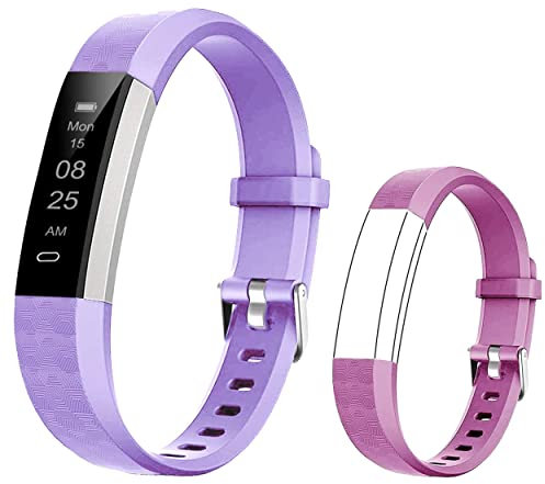 BIGGERFIVE Kinder-Fitnessuhr mit Schrittzähler, Fitness-Tracker-Armbanduhr, wasserdicht und mit Kalorien- und Schlafmonitor, Aktivitätstracker für Mädchen und Jungen in Lila-Rosa