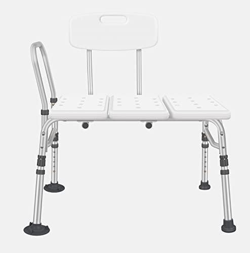 LMEIL Tub Transfer Bench, Medical Tub Shower Bench with Backrest, Lightweight, Durable, Rust-Resistant Shower Bench, Adjustable Seat Height, Non-Slip Seat, For Elderly, Disabled and Adults, White