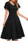Black Cocktail Dress for Funeral Casual Semi Formal Knee Length Wedding Guest Dress for Women Elegant Graduation Party with Short Sleeves Midi Evening Party Dresses, Black S