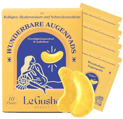 LE GUSHE Patch Yeux Anti Cernes à la Mucine d'Escargot en Or 24K - Masque Yeux Anti-âge à l'Acide Hyaluronique et au Collagène (10 Paires d’Or)