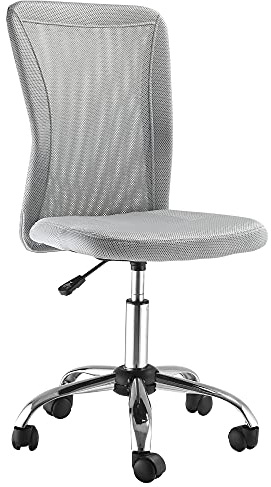 Vinsetto Silla de Oficina de Malla Silla de Escritorio Giratoria sin Brazos con Altura Ajustable Carga 100 kg para Estudio Despacho 43x58x90-100 cm Gris