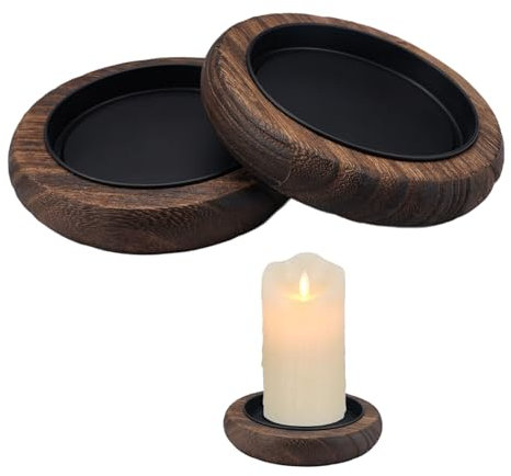 2 Pezzi Portacandele in Legno 8 cm / 3.15 in, Vassoio Rotondo da Tavolo per Candele, Decorazioni Casa Tavolo Caffe Cucina