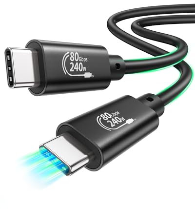 Fitee Thunderbolt 4 Kabel Kompatibel, 80Gbps USB4 Datenkabel, 120Gbps Video Bandbreite, Dual 8K/6K/5K@60Hz, 4K@480Hz, 240W PD3.1 für MacBook M4 Pro/Pro Max, Mac Mini M4 Pro, PSSD, Dock, eGPU - 1M