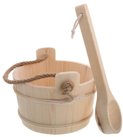 RORPOIR Ensemble Daccessoires De Sauna Seau De Sauna en Bois Louche Seau À Sel Bassin De Pieds pour Bain De Vapeur Spa