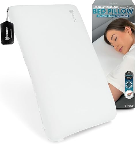 SNUGL Kylande Memory Foam-Kudde – Ortopedisk Sidosovarkudde för Nack-, Rygg- och Axelstöd, Ergonomisk Design för Cervikal Justering, Smärtlindring och Hypoallergen (Stor Vit)