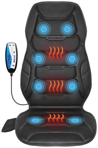 COMFIER Back Massager with Heat, Vibration Massage Cushion with 8 Massage Nodes & Modes for Home Office, Heated Chair Massager for Back Pain, Gifts for Mom, Dad