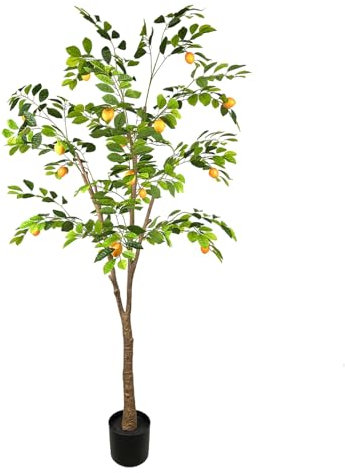 Konstgjord citronträd, konstgjord citronträd bonsai, inomhusväxter, modern dekoration, badrum, vardagsrum, sovrum, balkong (170 cm/5,6 fot)