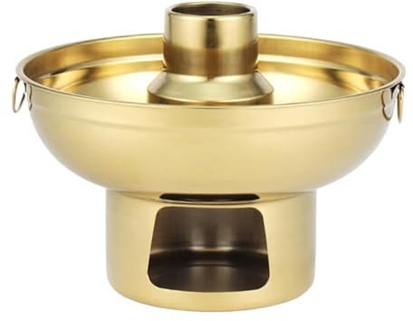 CCKUHN Pentola Cinese in Rame, pentola in Acciaio Inox con Ghiaccio Secco, pentola in Rame Dorato Portatile (20 cm) (Oro 22 cm)