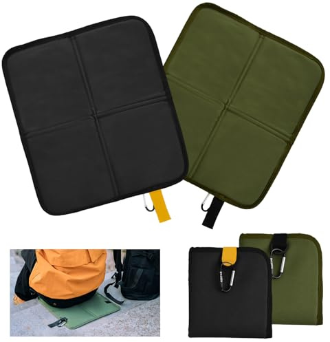 QINGZY Pack de 2 Cojines de Asiento Plegables Impermeables, Cojín de Asiento para Exteriores Portátiles, Cojín Plegable al Aire Libre de Tela Oxford para Camping, Senderismo, Estadio y Viajes (Set-B)