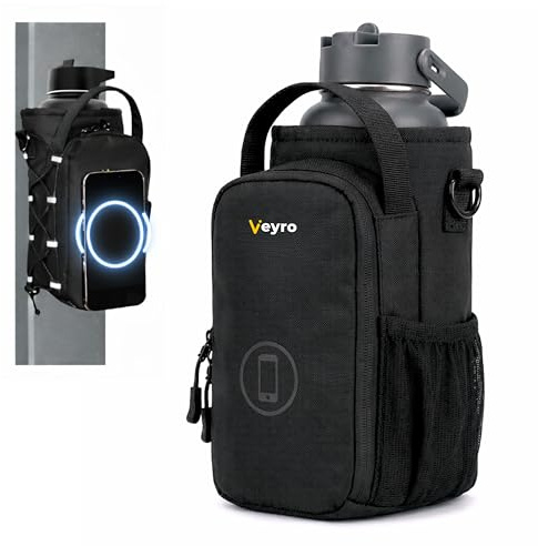 Veyro Magnetic Gym Bag with strong Magnetic Phone Holder - Gym water bottle bag holder for men and women - Compact Gym Crossbody Pouch - Compact Crossbody Pouch (Black)