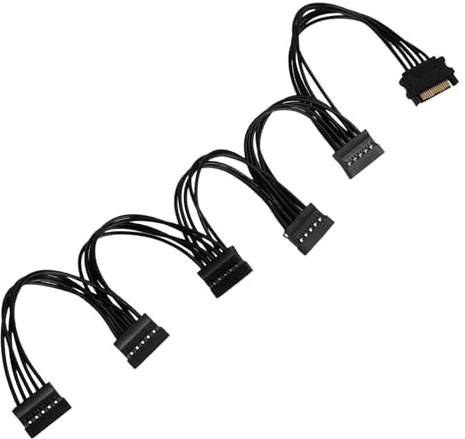 TNSLAND SATA Power Splitter Cavo di Alimentazione SATA Adattatore da 1 Spina a 5 Prese per Dischi Rigidi, Unità Ottiche, SSD e HDD Modello: SAC1-5