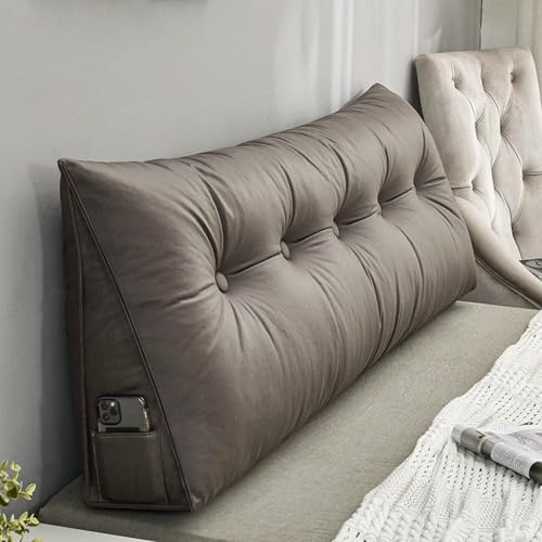 XIEMINLE Ryggstöd kilkudde, triangelkuddar för sänggavel, mjuk säng soffa positioneringsstöd, sänggavel kilkudde för avslappning spelläsning, midja ryggstöd (180 × 50 × 20 cm, brun)