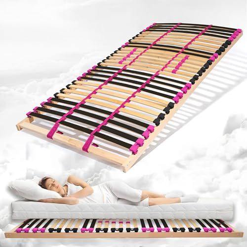 Coemo 7-Zonen Lattenrost PINK Dream Lattenrahmen starr 140x200, individueller Härteregulierung, 28 Federholzleisten - Bettrahmen passend für alle Matratzen