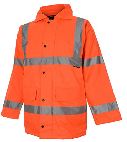 Hi Viz Hi Vis High Visibility 300D Quilted Waterproof 3/4 Length Parka Coat - Orange 3XL Fits Chest 124-132cm Height 194-200cm - Conforms to EN471:2003 with VizLite Technology.