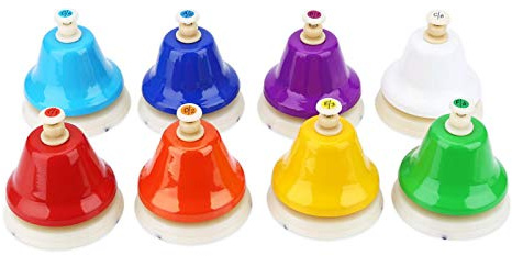 Handbells Juego De Campanas De Mano Coloridas Diatónicas De 8 Notas Instrumento Musical Instrumento De Percusión Colorido para Actividades Familiares Boda Escolar
