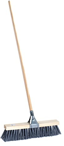 Cepillo barrendero 50 cm Fibra Gris Metalizado Fuerte con Garra metálica con Mango Madera