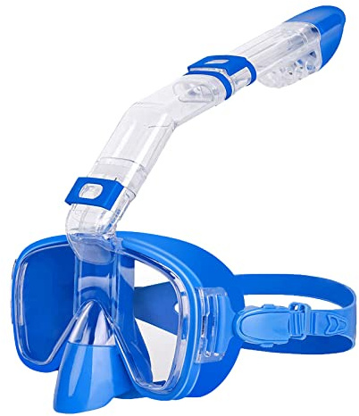 Opurtdor Máscara de esnórquel Seca para Adultos con visión Amplia y características antivaho antifugas, máscara panorámica de Media Cara para niños y Adultos, Gafas de natación y Buceo