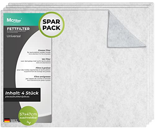 McFilter | Dunstfilter für Dunstabzugshaube, Filter universal (57 x 47cm), Filtermatte, Hygienefilter, Fettfilter, Geruchsfilter für Abzugshaube - 4 Stück