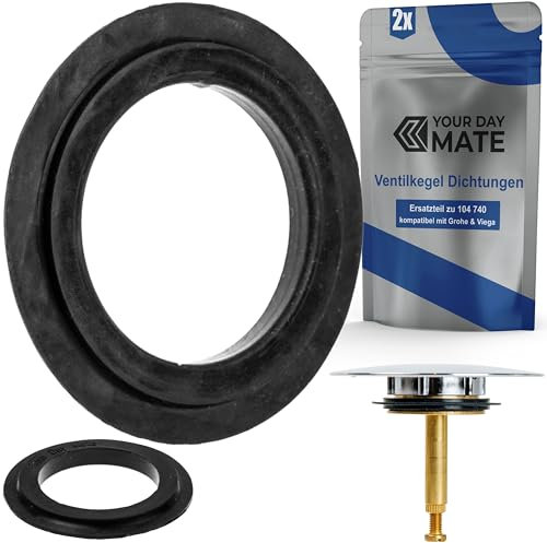 Ersatz Ventilkegel Dichtung, 2 Stück, kompatibel mit VIEGA 6162-268, 104 740, für Multiplex, Trio, Simplex Badewannenstöpsel 6168-035, 215 392, Dichtungsring Wanne Ablaufstopfen, Stöpsel Dichtring
