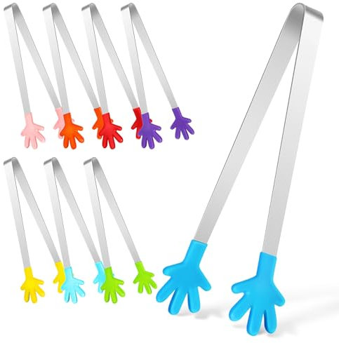 Alipis Mini Serving Tongs, Stainless Steel Food Tongs Kitchen Tongs, Buffet Tongs for Kitchen Restaurant Candy Bread Cake Salad Ice Cube Coffee Cooking Tongs, 8PCS