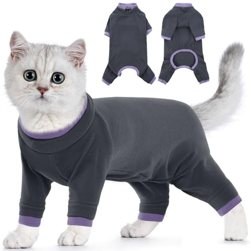 Vêtements Polaire pour Chat, Pull à Manches Longues Doux Manteau d'hiver Chat Boby Recuperation Boby Anti-Lécher(Noir, XL)