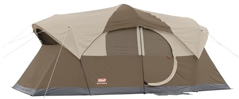 Coleman WeatherMaster 10-Person Camping Tent with Rainfly & Room Divider, Spacious Weatherproof Family Tent with Carry Bag