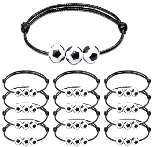 12 Pcs Braccialetti da Calcio per Bambini, Braccialetti Sportivi da Calcio Intrecciati, Bomboniere Sportive, Braccialetti dell'Amicizia Intrecciati Regolabili, per Compleanni Sportivi per Bambini