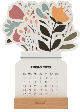 Mr. Wonderful Calendario da tavolo 2025 con base per godersi l'anno con Ganas - Include cartoncini a forma di fiore