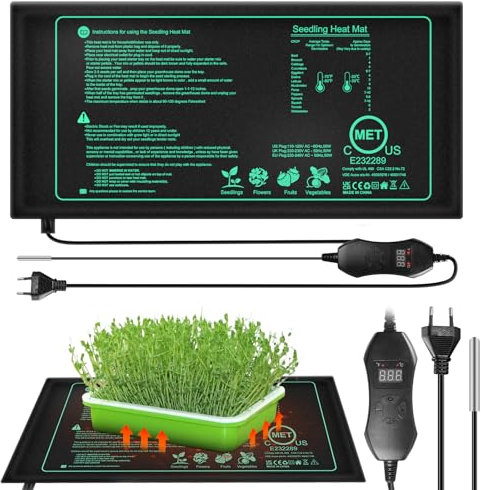 HOSPAOP Heizmatte Wärmematte Pflanzen mit Thermostat, Mini Indoor Gewächshaus Heizkissen 25 x 52.5cm, Zimmergewächshaus für Sämlinge, Haustiere und Reptilien Terrarium, 50Watt