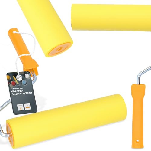 Rouleau de Pression pour Papier Peint 8 mm x 25 cm Rouleau de Caoutchouc Outil de Pose avec Poignée en Plastique Rouleau à Main pour Mur Outil de Décoration
