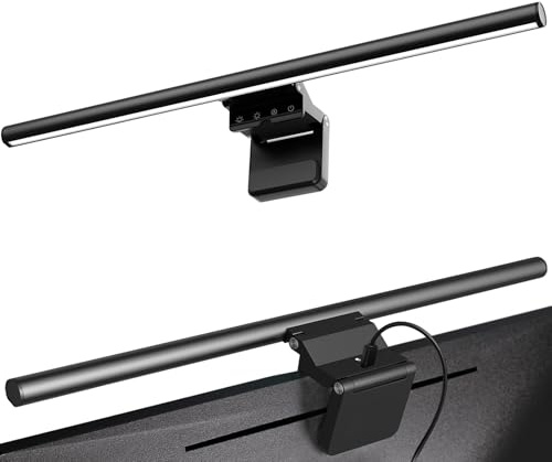 VIEYKEA Barra luminosa per monitor per computer con oscuramento automatico, funzione di memoria e luminosità dimmerabile continua e temperatura del colore, lampada per monitor da 19 pollici per