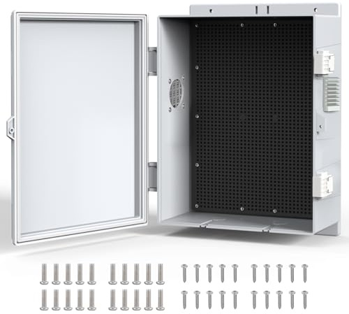 Wasserdichter Verteilerkasten Elektrische Anschlussdose, ABS wasserdichtes Gehäuse, Kunststoff, wetterfest, Projektbox mit interner Montageplatte, Scharnierabdeckung (40x28x10cm)