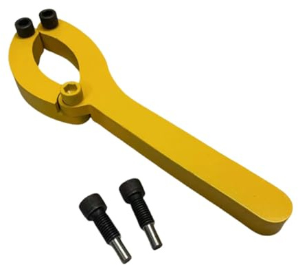 perfk Llave para tuercas de casquillo ajustable de 2 mordazas, amarilla, profesional, para extracción de cilindros hidráulicos con mango, llave para
