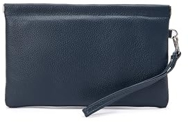Soft General Wristlet 2025 New Underarm Clip Wristlet Phone Headcover Layer Leather Purse Wallet Card Holder Coin Bag Soft Leather Grip Bag for Men and Women (Dark Blue, Large)