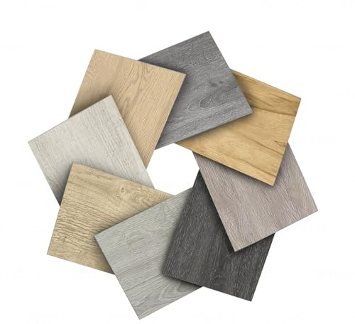 MULGREAT Pavimento in vinile autoadesivo, rivestimento in PVC effetto legno, impermeabile e pesante, 8 motivi, diversi colori (15,24 x 10,16 cm)