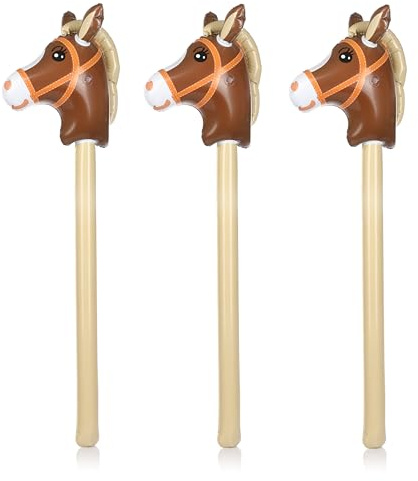 Little Lino Aufblasbares Steckenpferd 3er Pack - Hobby Horse Reitpferd für Geburtstage und Kinderpartys - Ideal für Pferdegeburtstage