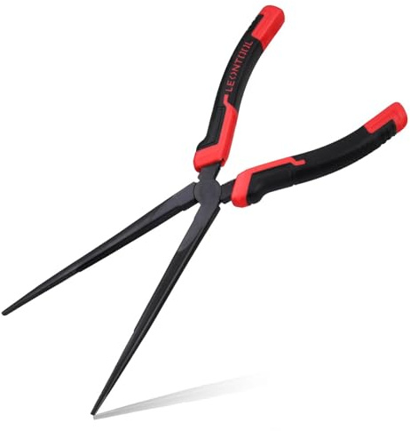 LEONTOOL 10 Extra Long Needle Nose Pliers for Narrow Spaces | Designed for Car Repair & Welding Assistance, Heavy Duty 45 Steel, Extended Reach for Limited Areas, Serrated Jaw