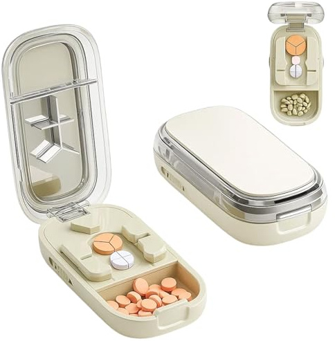 Pill Cutter, Tablet Cutter for Small Pills, Compact Pill Splitter for Precise Dosage, Portable Medicine Cutter for Easy Storage, 8.5 x 4.5 x 2.3 cm