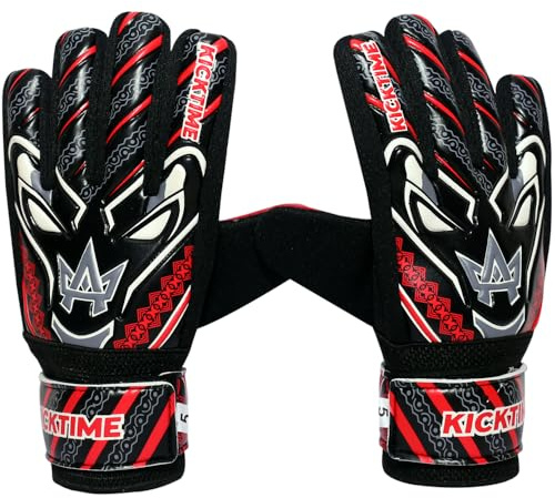 YSCARE Guantes de Portero de fútbol Guantes de Portero para niños y jóvenes Guantes de práctica y Entrenamiento con protección y Palma agarrada (Roja, Talla 6. Adecuado para niños de 13 a 15 años.)