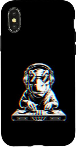 Funny T-Rex DJ With Headphones and Turntable Custodia per iPhone X/XS