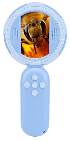 Jectse Handheld Digital Microscope, 2 Inch Screen with 8 LED Lights and Rechargeable Battery, for Kids Science Exploration and Educational Toys