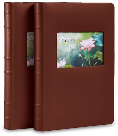Old Town 2-Pack Bonded Leather Photo Albums, Photo Album 5x7 & 4x6 Slots, Brown